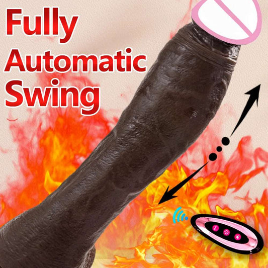 10.6in Long Realistic dildo Black vibrator penis telescopic Swing Heating silicone dildo remote control Dildo Vibrator for wome PleasureBee